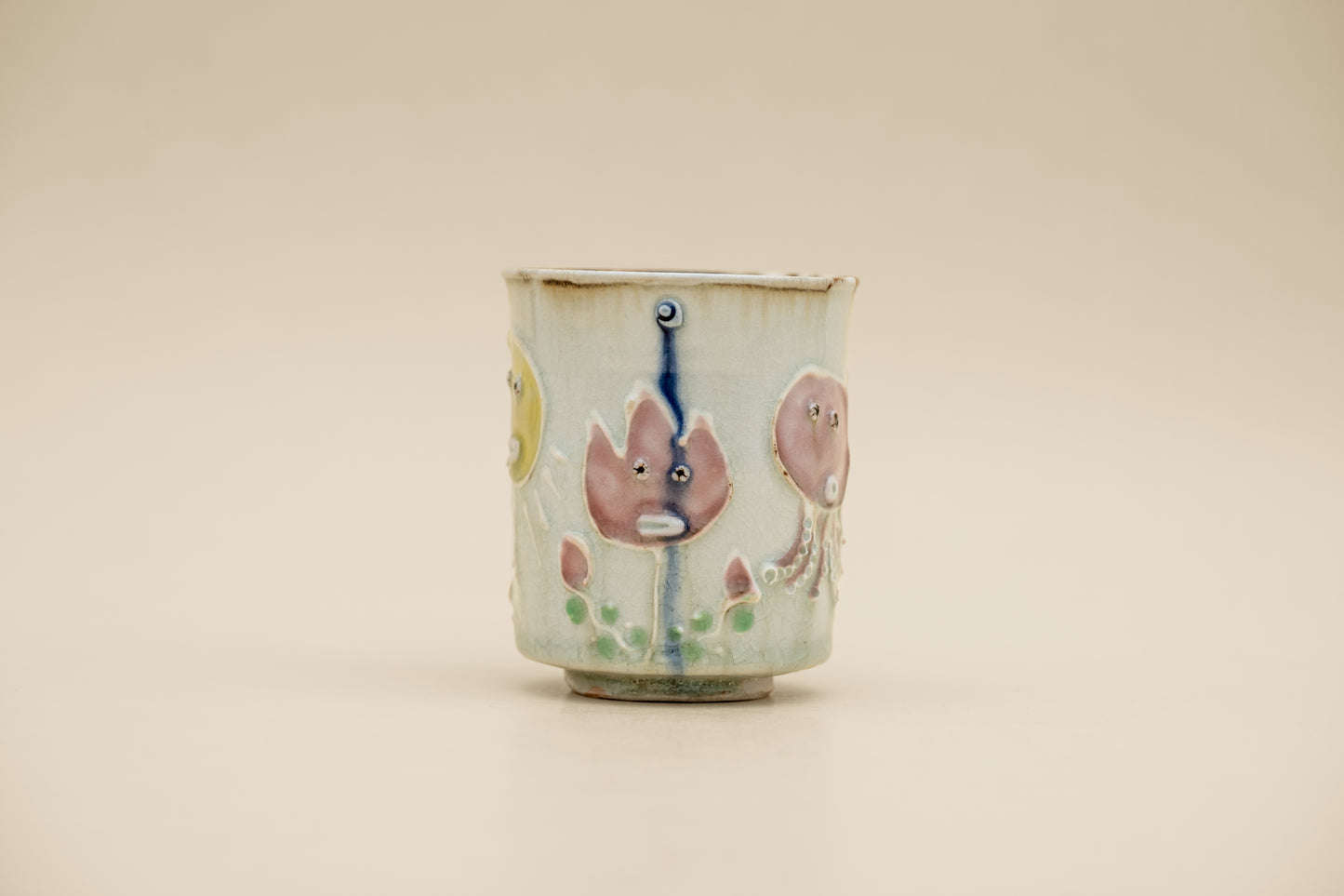 Tea Cup "Iro-e" - Sun Octopus and Tadpoles (L) | MIT-C012