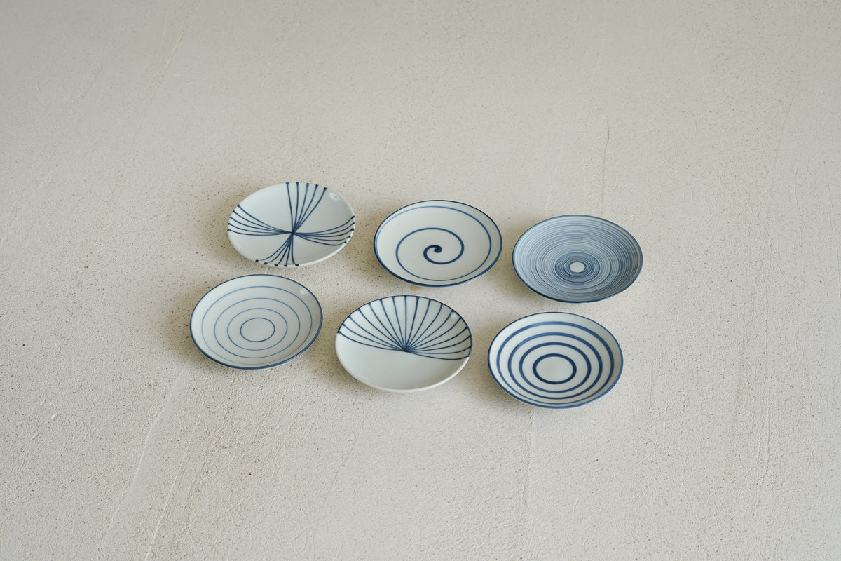 Set of 6 Small Plates "Mamezara" | KAM-P001-B