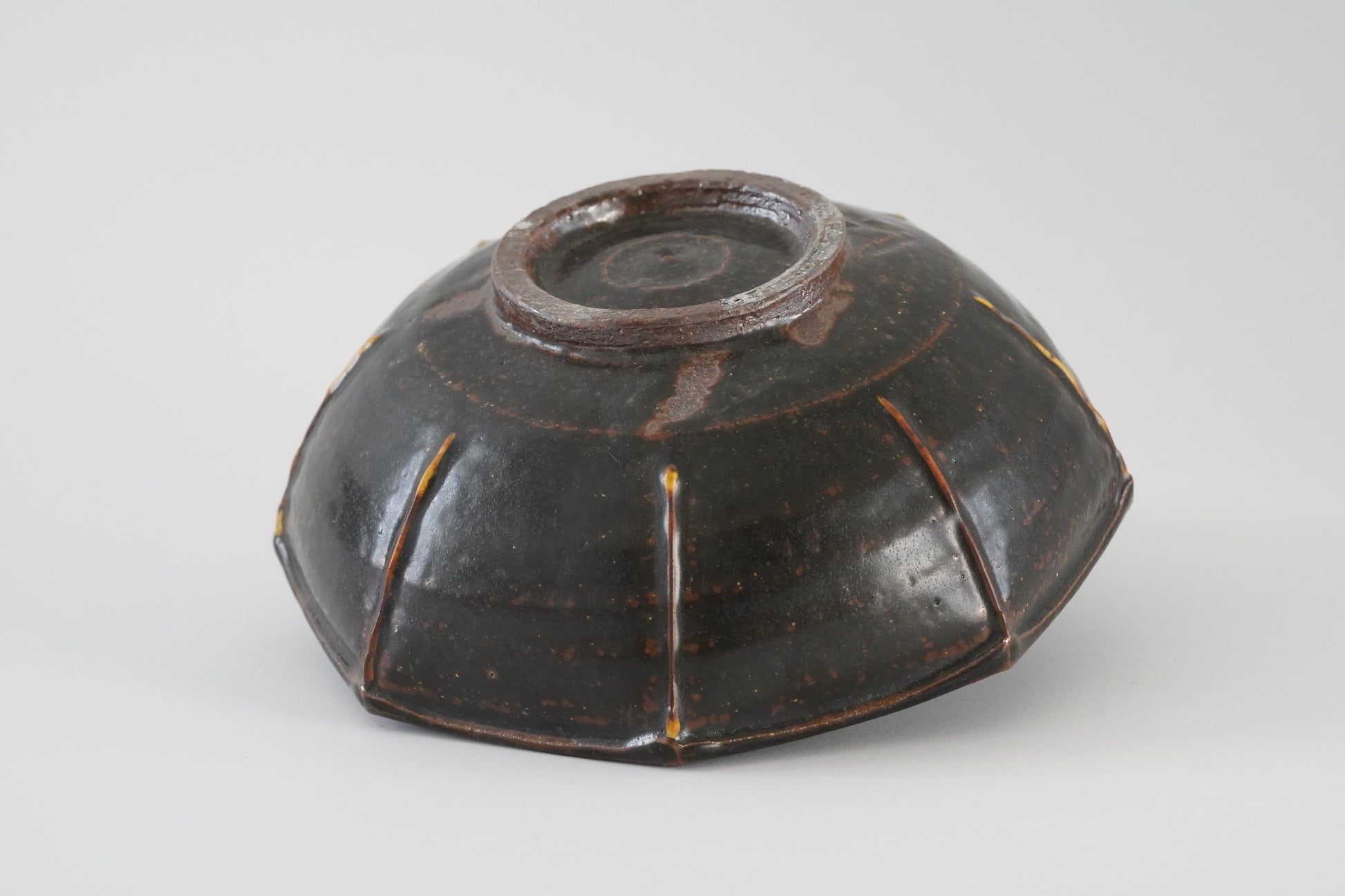 Black Glaze Octagon Bowl 18 cm by Tasuku Mitsufuji