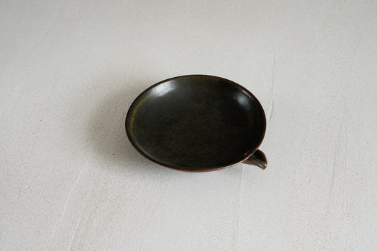 Flat Katakuchi Bowl 19 cm - Black Glaze | MIT-P016
